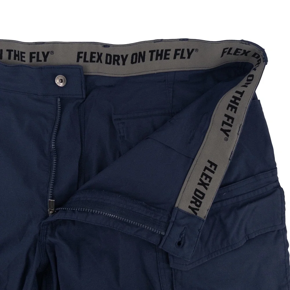 Duluth Trading Co Mens 44 Flex Dry on the Fly Cargo Shorts Navy Blue Relaxed Fit